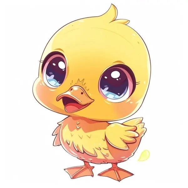 Chibi con vịt tạo cảm giác đáng yêu và vui mắt.