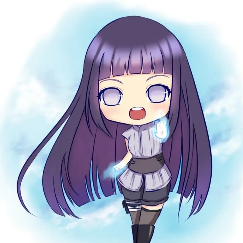 Hinata Hyuga chibi cute mang nét hiền lành.