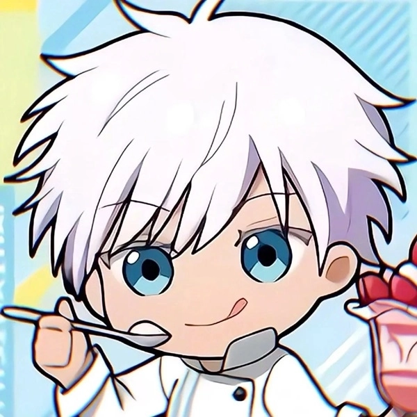 Anime Gojo chibi mang màu sắc tươi sáng.