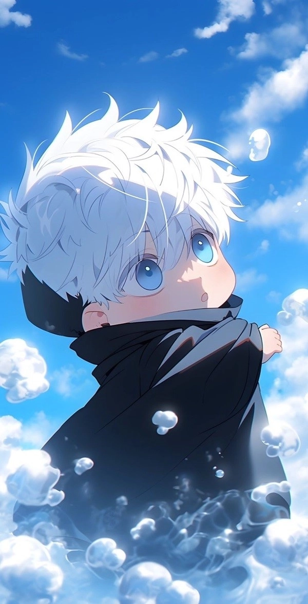 Cute Gojo chibi mang phong cách vui nhộn.