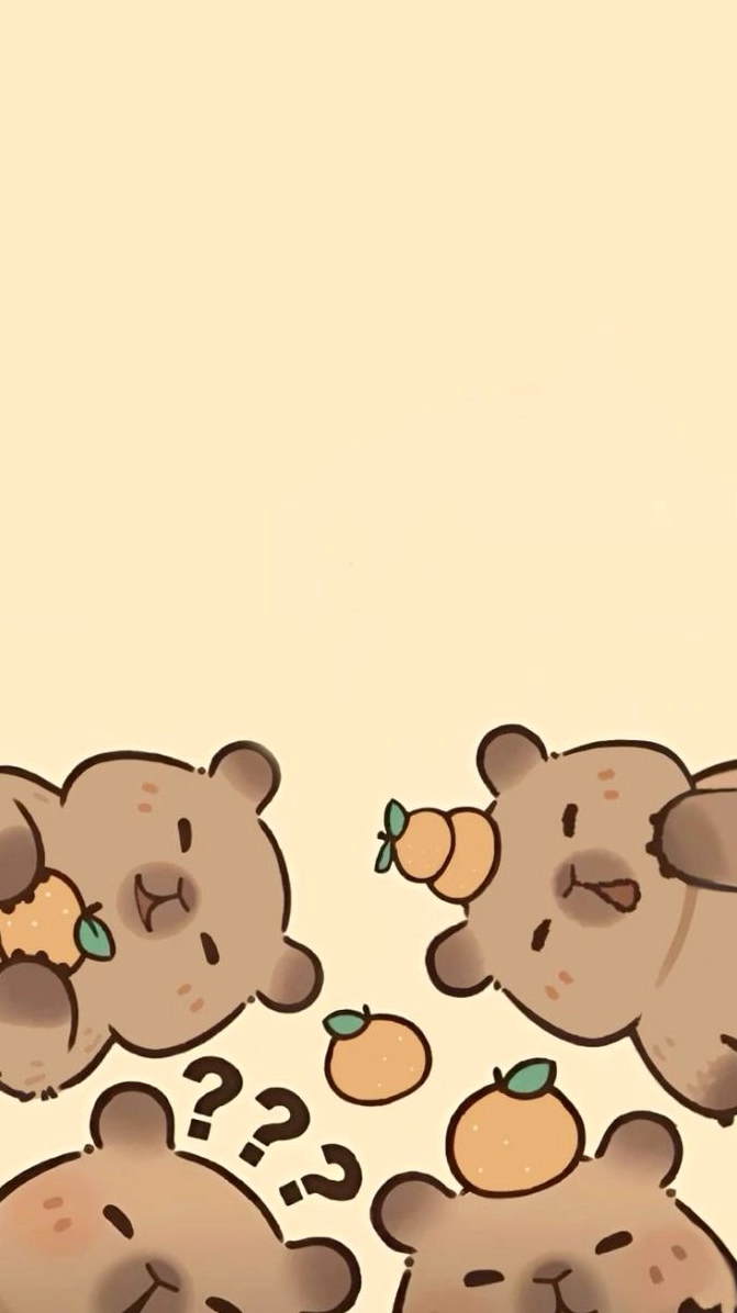Ảnh hình nền capybara phong cách hoạt hình dễ thương cho điện thoại di động