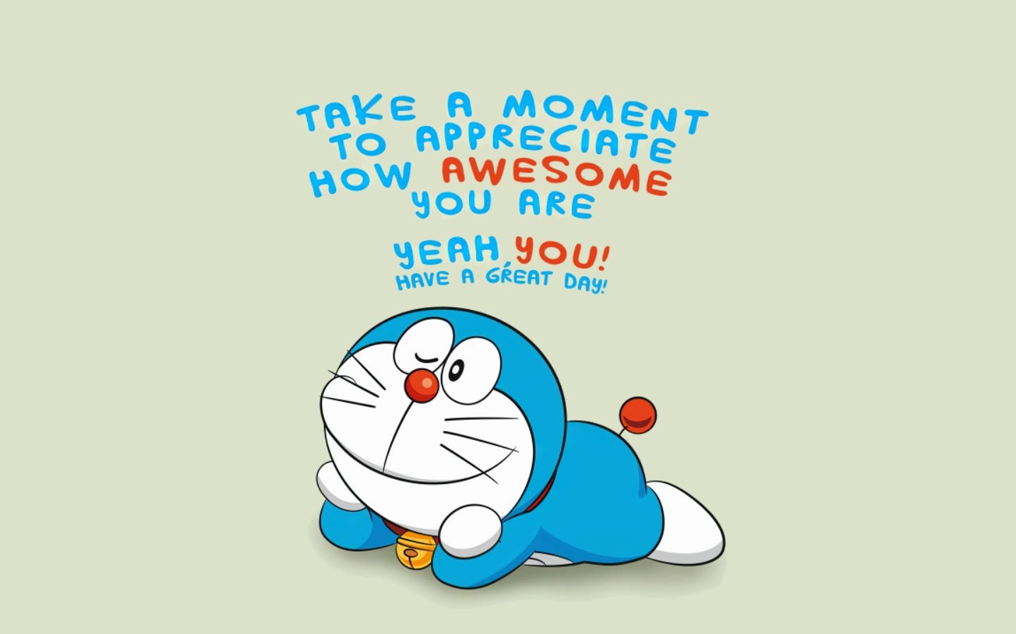 Ảnh hình nền doraemon nằm thư giãn tự nhủ bạn thật tuyệt vời