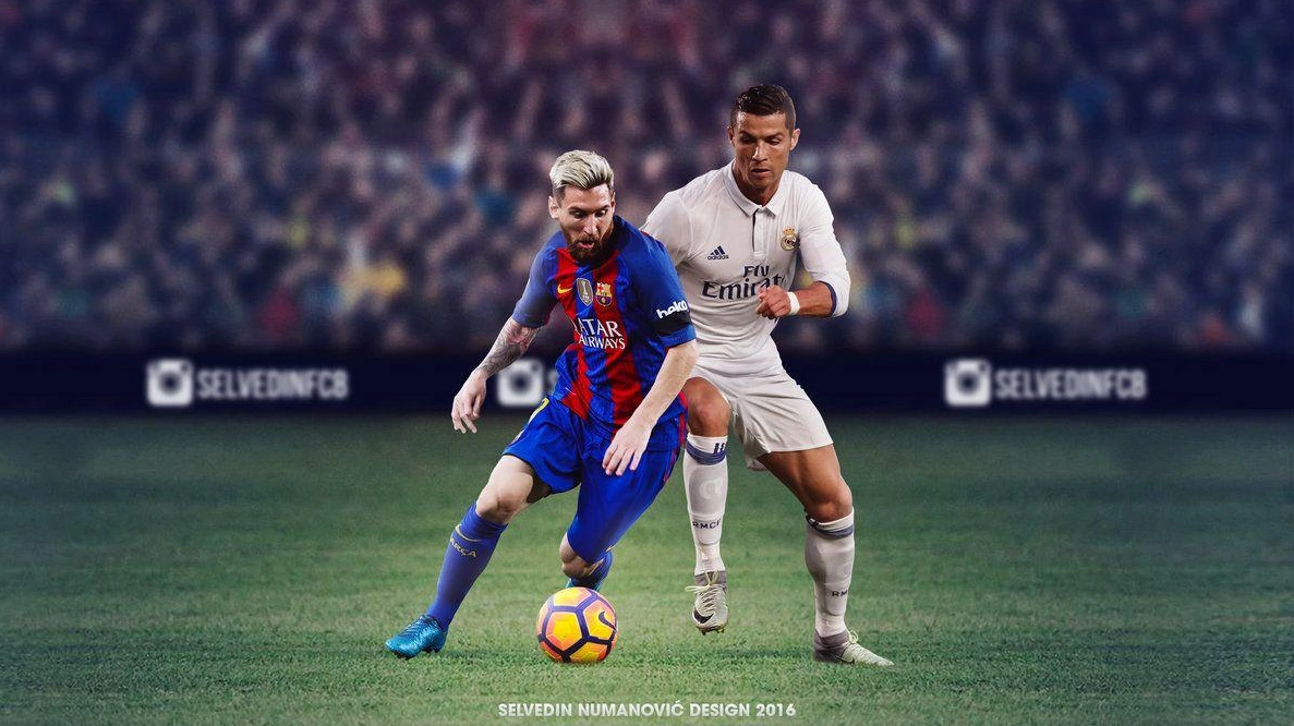 Ảnh messi và ronaldo 4k với màu sắc rực rỡ và phong cách thiết kế nổi bật
