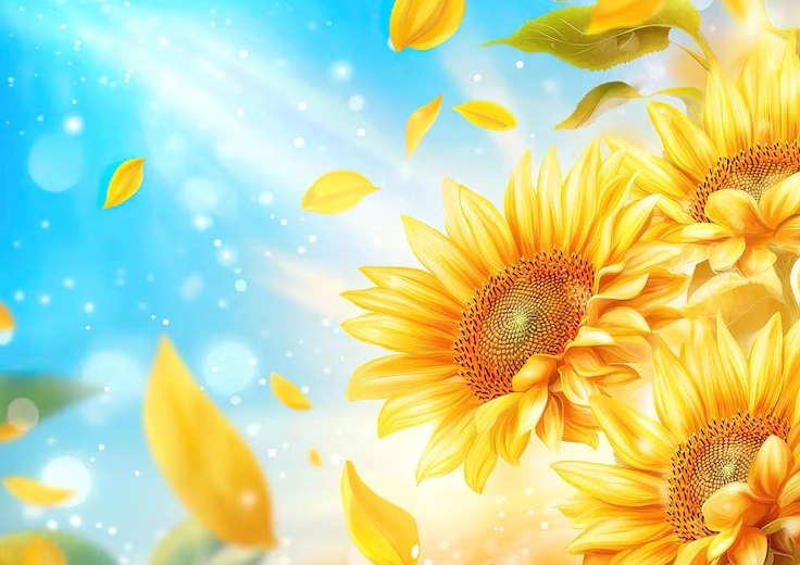 Ảnh nền cánh đồng hoa hướng dương rạng rỡ trong nắng mùa hè