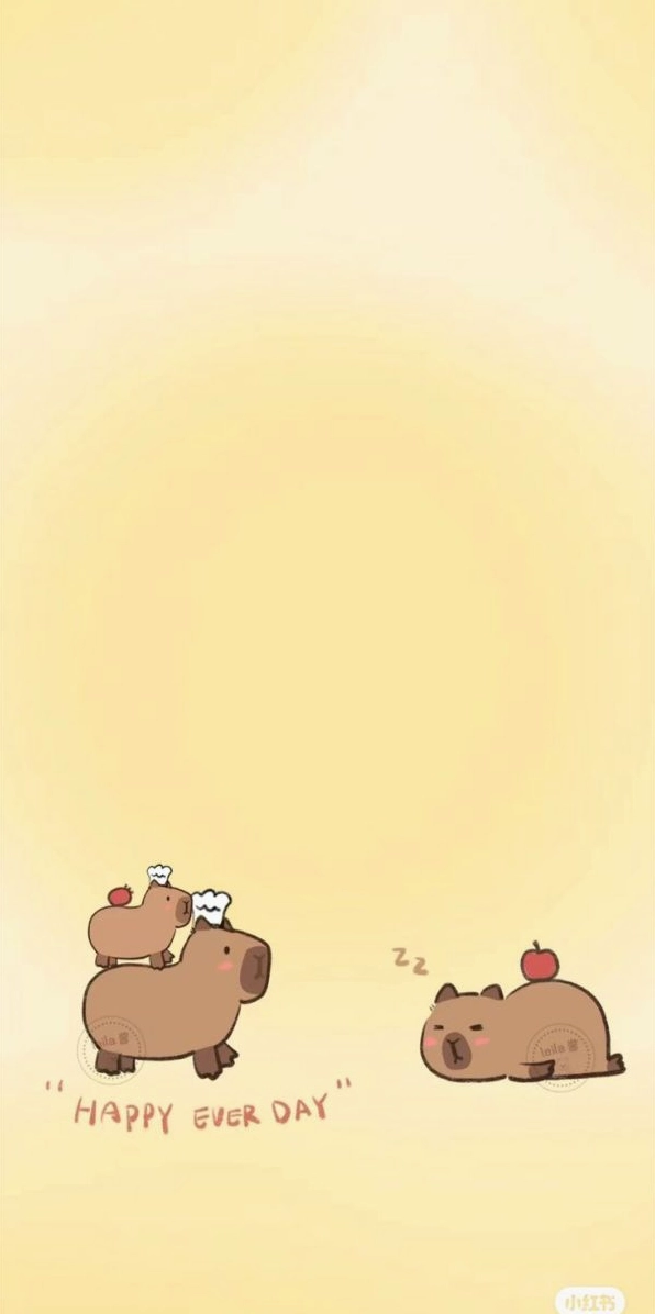 Ảnh nền chibi capybara cute vô cùng ngộ nghĩnh đáng yêu