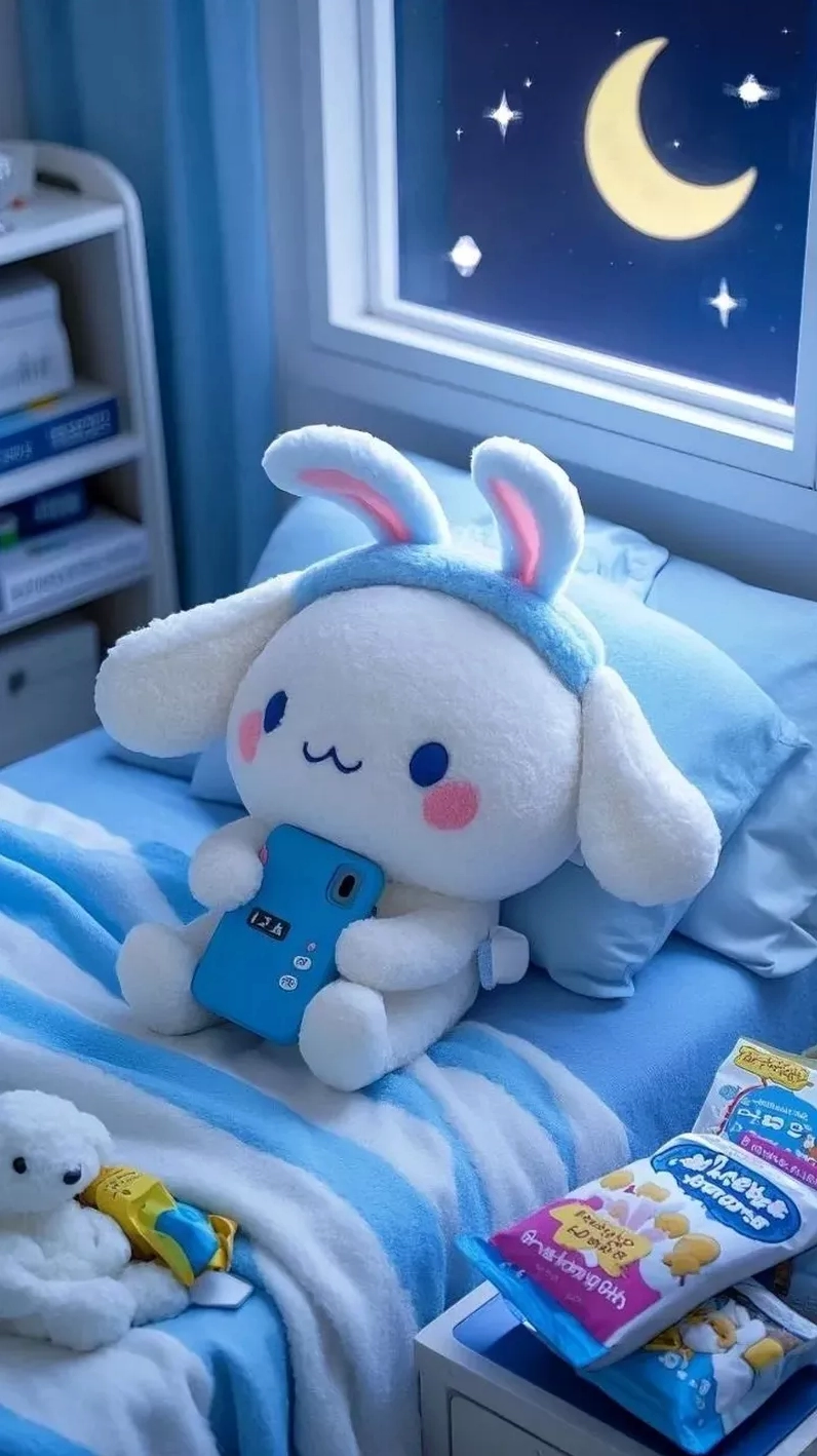 ảnh nền cinnamoroll dễ thương bay trong không gian vũ trụ huyền ảo