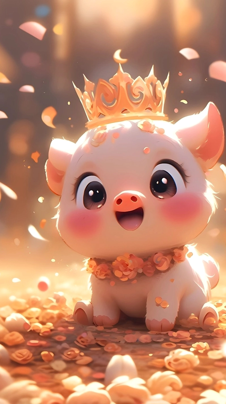 Ảnh nền con heo hồng cute tông pastel nhẹ nhàng lãng mạn cho smartphone