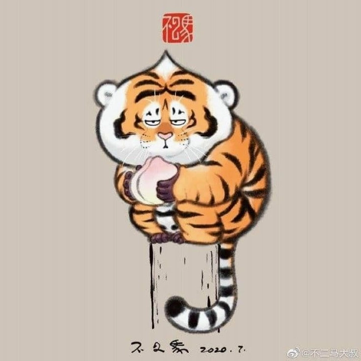 Ảnh nền con hổ mũm mĩm đáng yêu phong cách hoạt hình ngộ nghĩnh