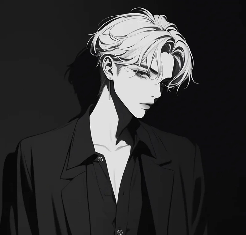 Ảnh nền điện thoại anime nam đen trắng 7 phong cách tối giản