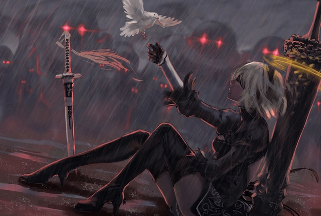 Ảnh nền điện thoại nhân vật nữ anime game có ánh mắt mơ màng đầy cuốn hút