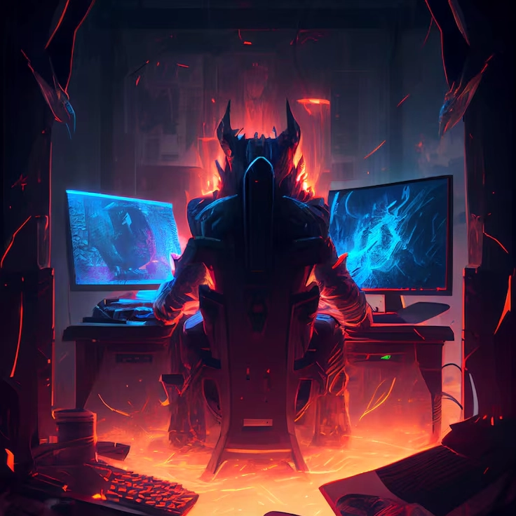 Ảnh nền góc gaming nhân vật mang phong cách thiết kế ác quỷ ma mị