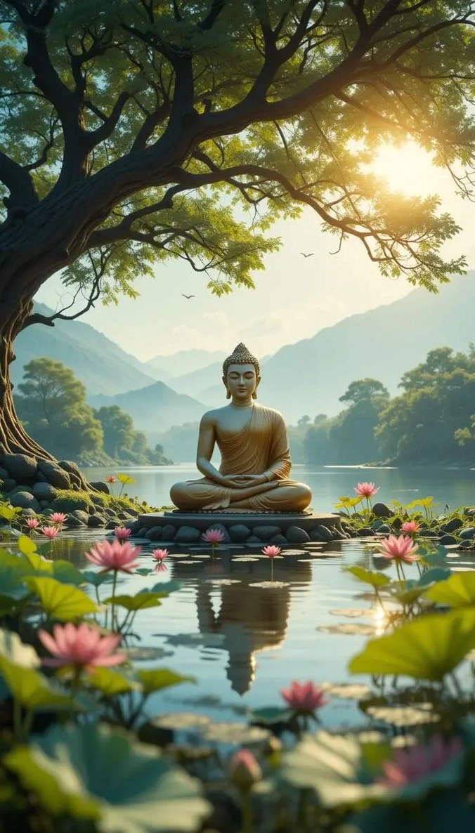 Ảnh nền hoa sen hé nở duyên dáng đón nhận những tia sáng đầu tiên