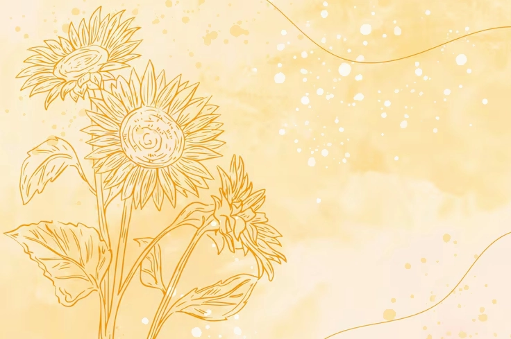 Ảnh nền kiểu hoa hướng dương vẽ tay sáng tạo sắc nét