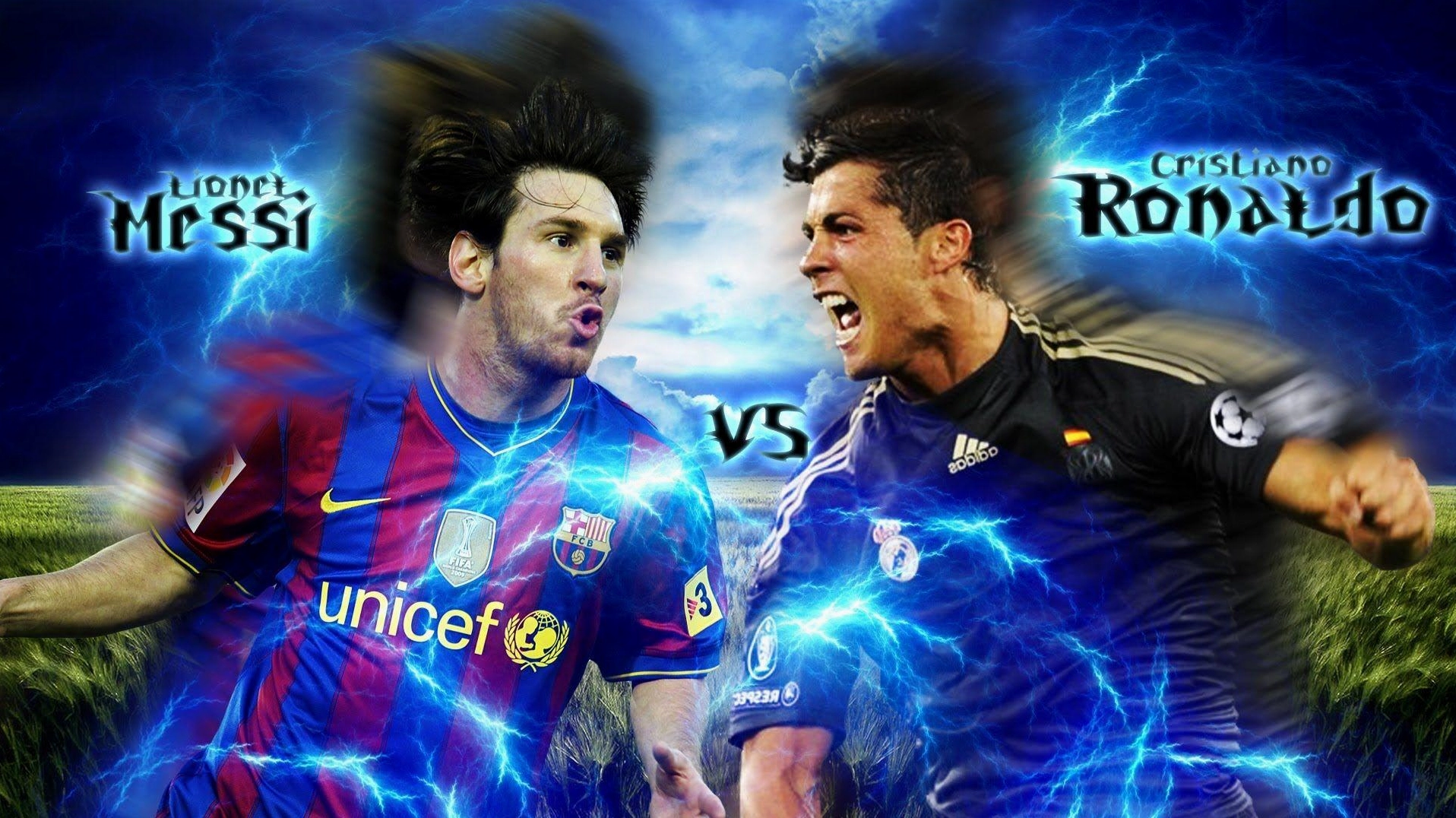 Ảnh nền ronaldo và messi được thiết kế qua phần mềm photoshop chuyên nghiệp