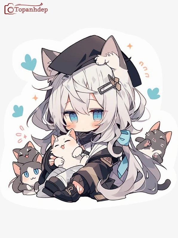 Ảnh nền thú cưng cute phong cách Anime kết hợp yếu tố bí ẩn độc đáo