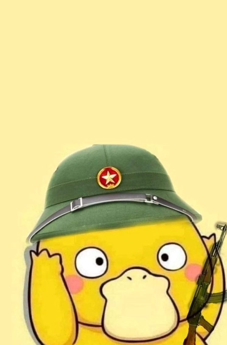 Ảnh vịt meme chú bồ đội mặc quân phục