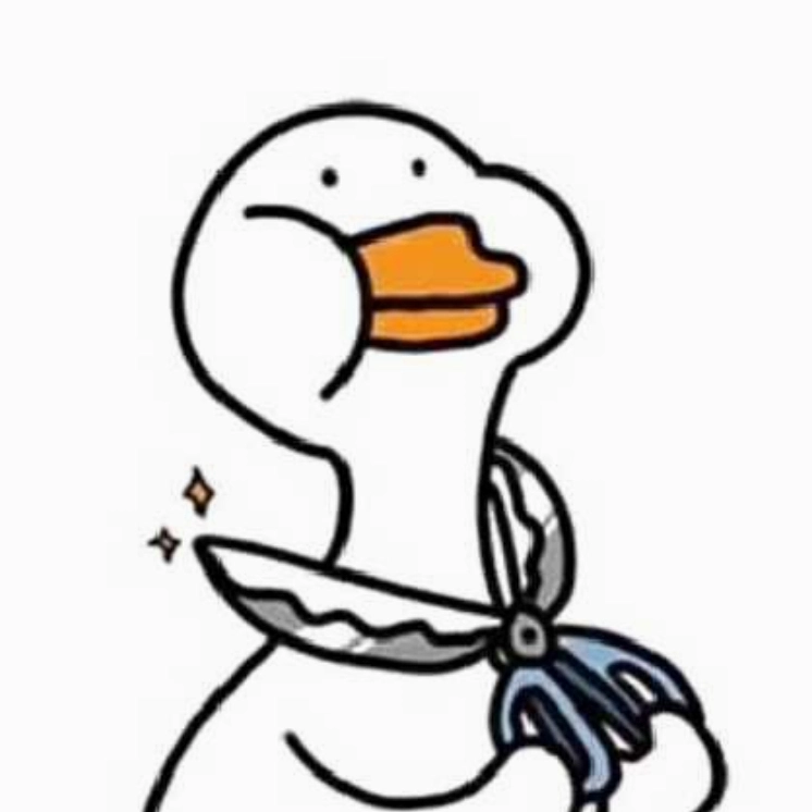 Ảnh vịt meme trắng cầm kéo cắt xén