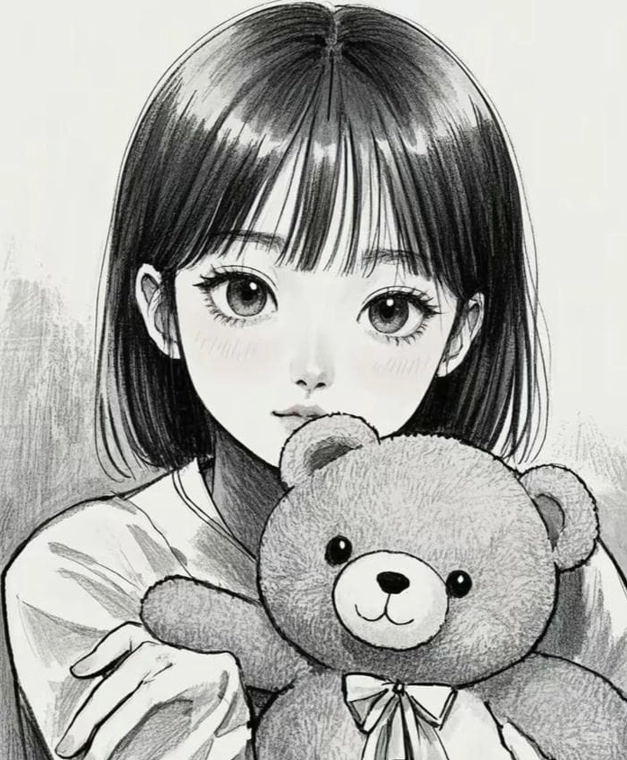 Anime nữ monochrome trắng đen tinh tế