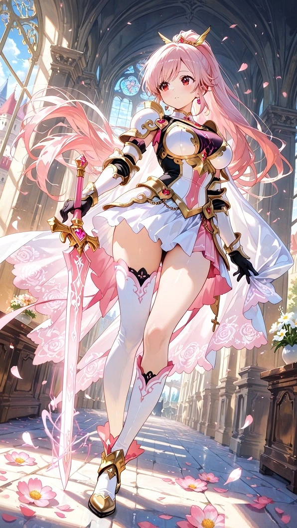 Anime nữ sinh váy ngắn với mái tóc dài tung bay chạy dọc hành lang trường học