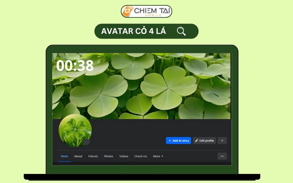 Avatar cỏ 4 lá dễ thương cho thiết bị di động