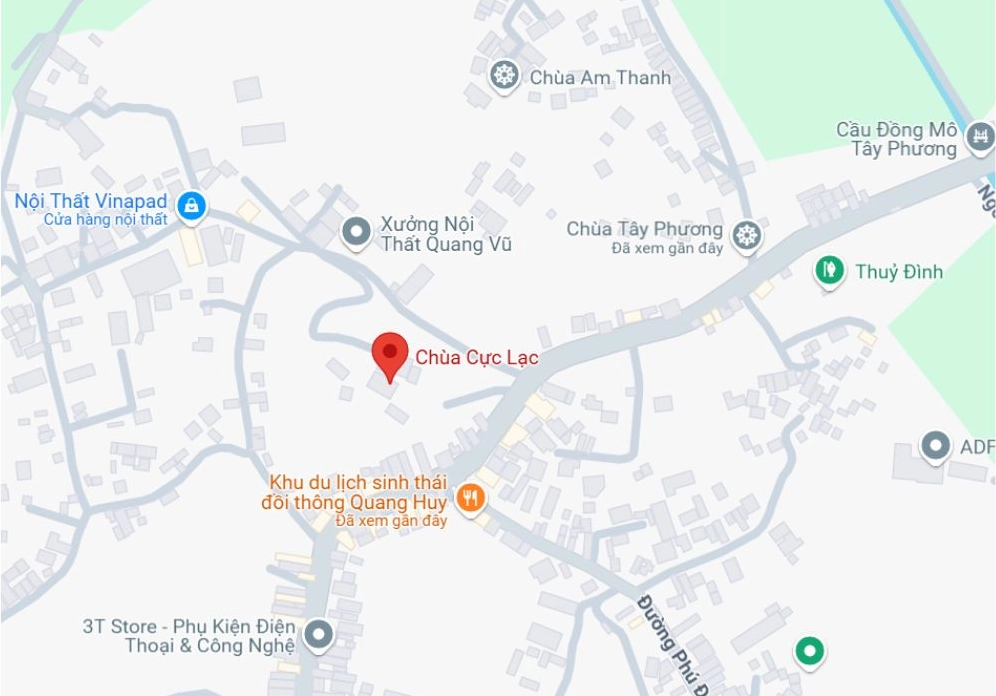 Bản đồ chỉ dẫn vị trí địa lý của Chùa Cực Lạc