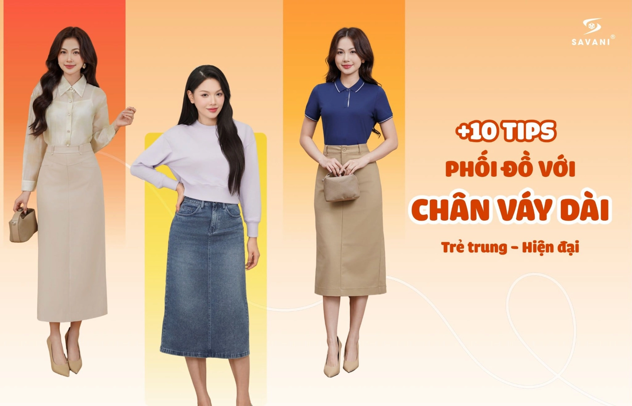Bạn nữ tự tin khoe dáng với cách phối đồ chân váy dài thanh lịch mà vẫn trẻ trung