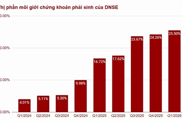 Biểu đồ thị phần chứng khoán phái sinh của DNSE dưới sự quản lý minh bạch
