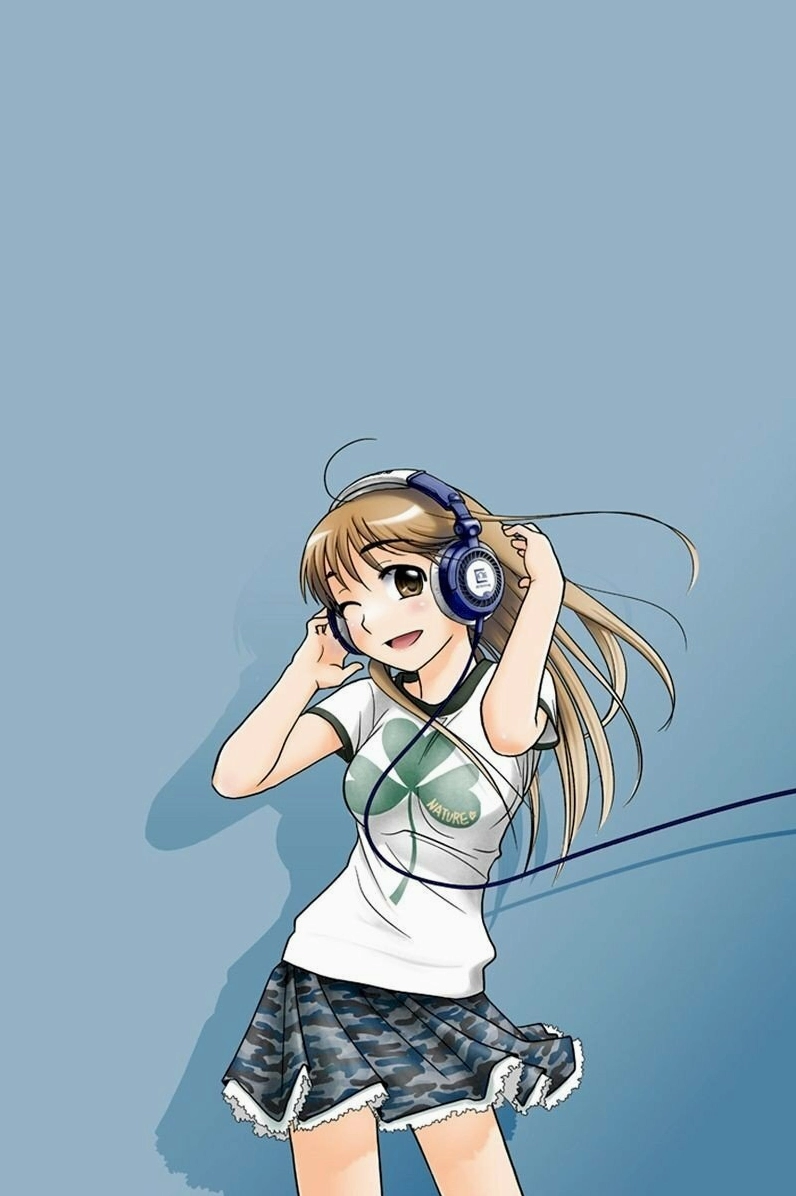 Bức ảnh nền điện thoại anime cô gái cá tính đeo tai nghe cực ngầu
