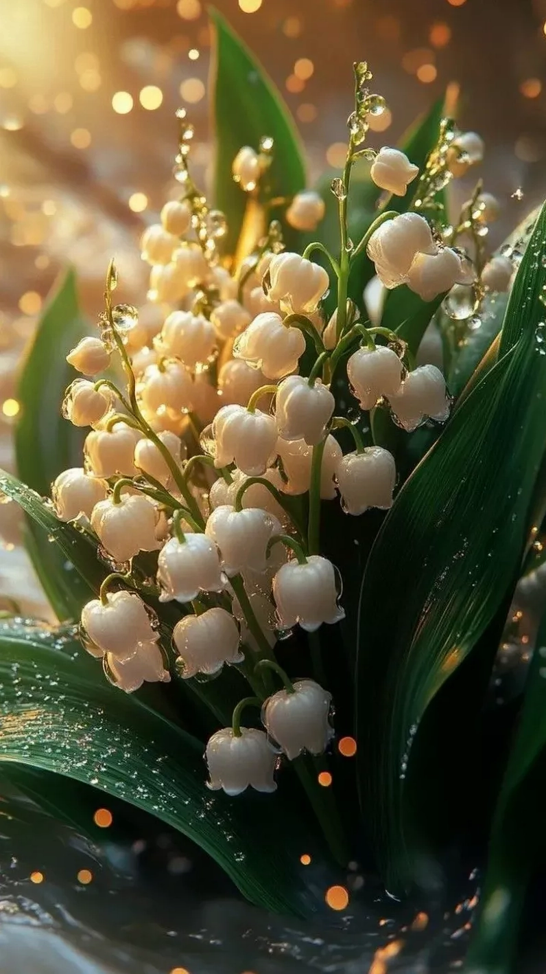 Bức ảnh nền hoa linh lan giữa không gian tự nhiên mộc mạc tĩnh lặng và êm đềm