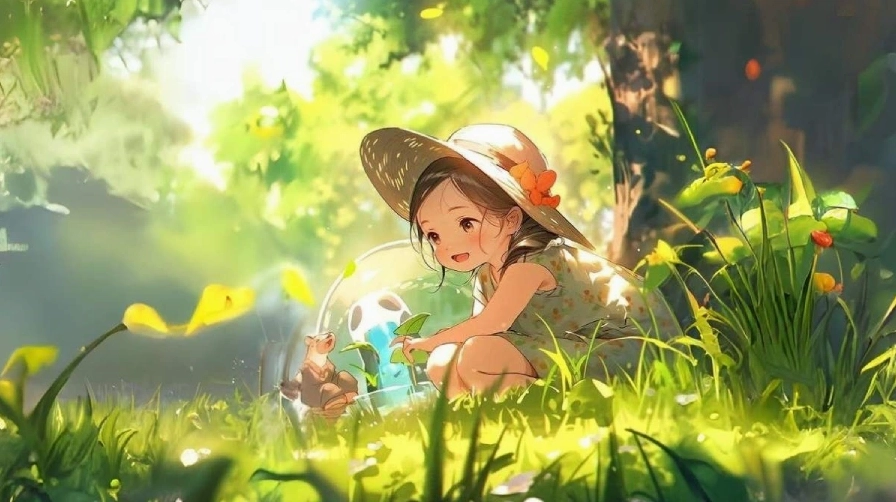Bức họa hình nền anime nữ dễ thương với đôi mắt to tròn long lanh