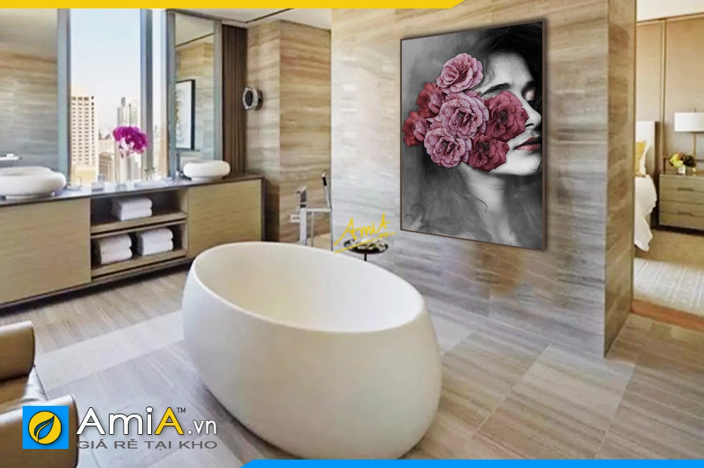 Bức họa treo tường hiện đại khắc họa chân dung cô gái duyên dáng