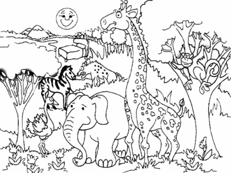 Bức tranh tô màu bé gái đang ôm chú gấu bông nhỏ xinh