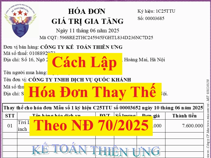 Cách lập hóa đơn thay thế theo nghị định 70 2025