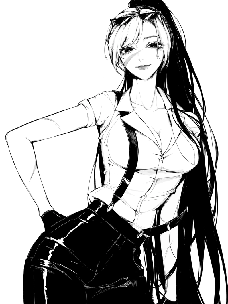Chân dung cô gái anime với mái tóc xõa buồn bã