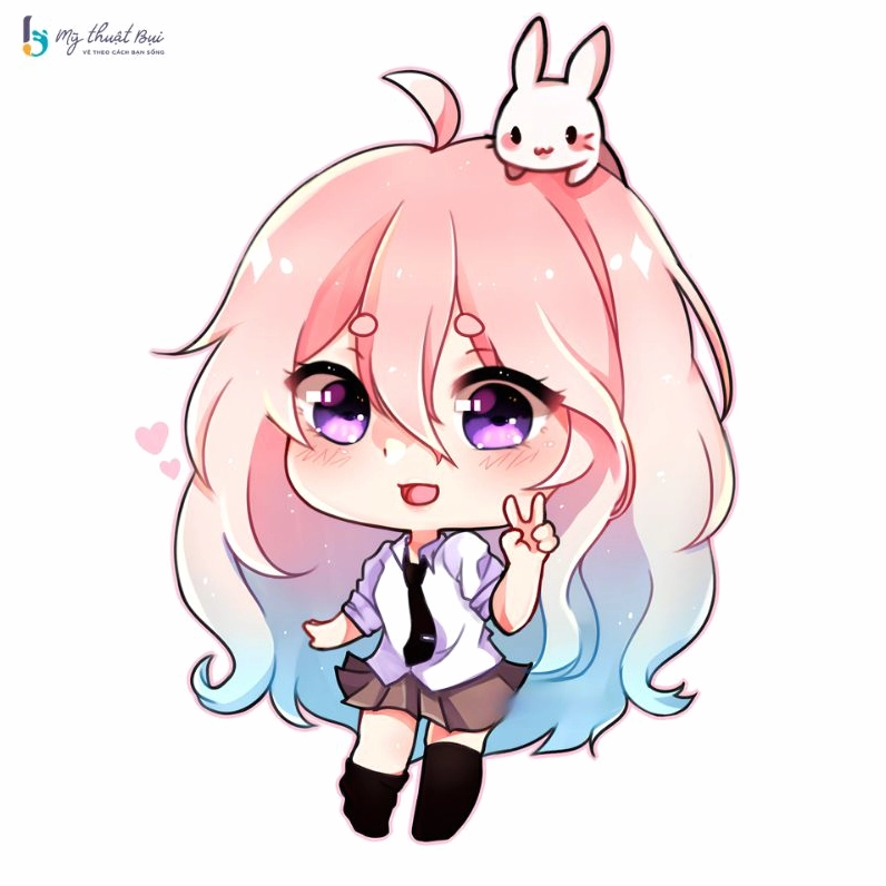 Cô bé chibi đang thưởng thức món tráng miệng ngọt ngào với đôi má ửng hồng