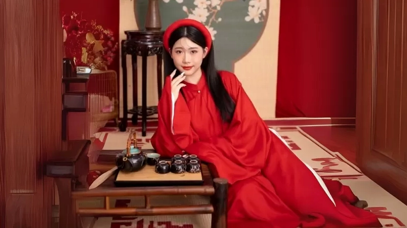 Cô gái xinh đẹp mặc áo dài Tết mang đến vẻ đẹp nhẹ nhàng mộng mơ trong những ngày đầu năm mới