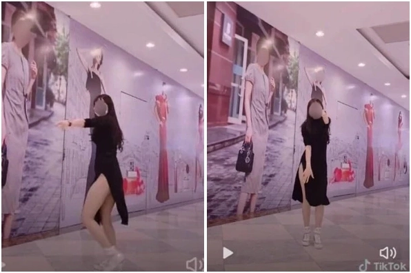 Cô gái xinh đẹp tự tin diện váy xẻ sâu nhảy nhót sôi động