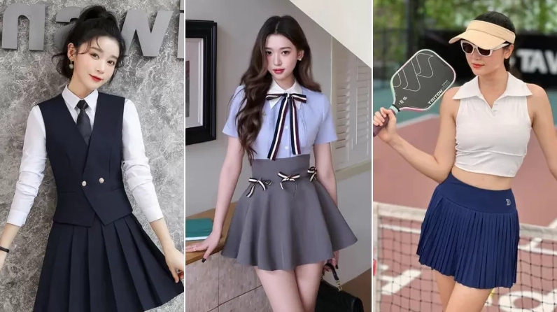 Cô nàng xinh xắn khoe dáng chuẩn với chân váy xếp ly tennis năng động