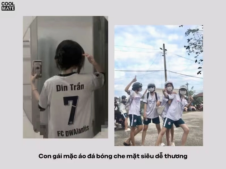 Con gái mặc áo bóng đá MU tạo dáng nghịch ngợm đáng yêu