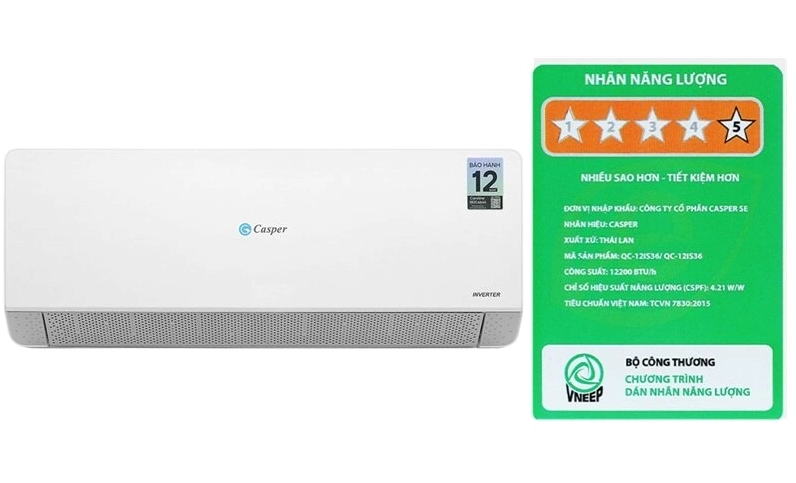 Điều hòa Casper 12000 BTU inverter tiết kiệm điện