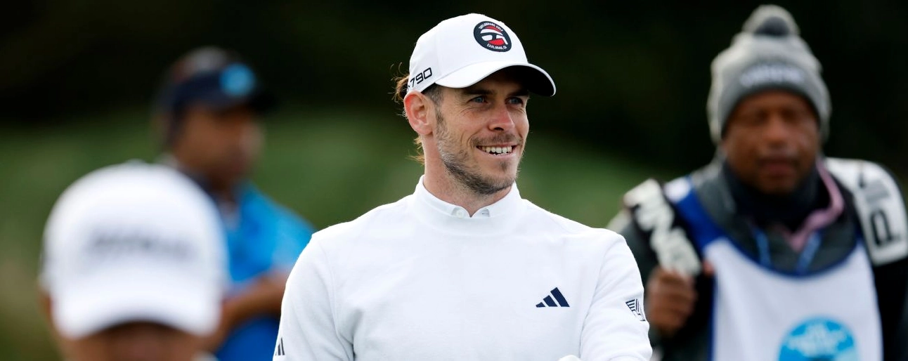 Gareth Bale walks from the third tee during the first round of the AT&T Pebble Beach Pro-Am at Spyglass Hill Golf Course on February 02 2023 in Pebble Beach California