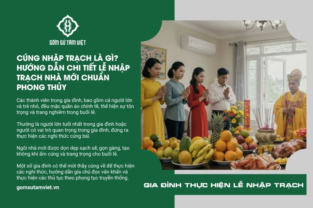 Gia đình đang thực hiện các nghi lễ nhập trạch trang nghiêm