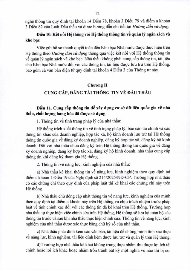 Giao diện hệ thống cung cấp thông tin đấu thầu