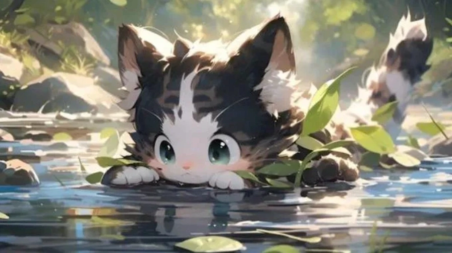 Giao diện hình nền máy tính Anime phong cách chibi cực kỳ ngộ nghĩnh và đáng yêu