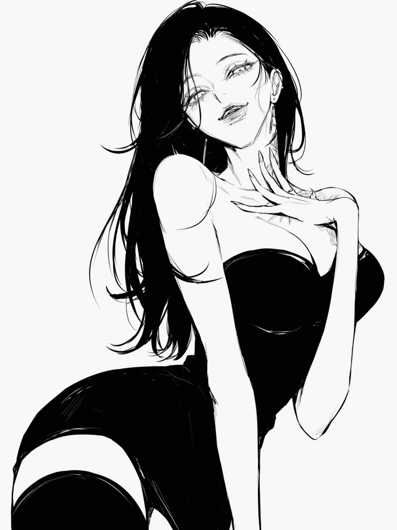 Hai cô gái anime trong khung hình trắng đen đầy cảm xúc