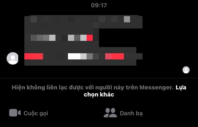 Hiển thị lỗi hiện không liên lạc được với người này trên Messenger khi người dùng truy cập đoạn hội thoại cũ