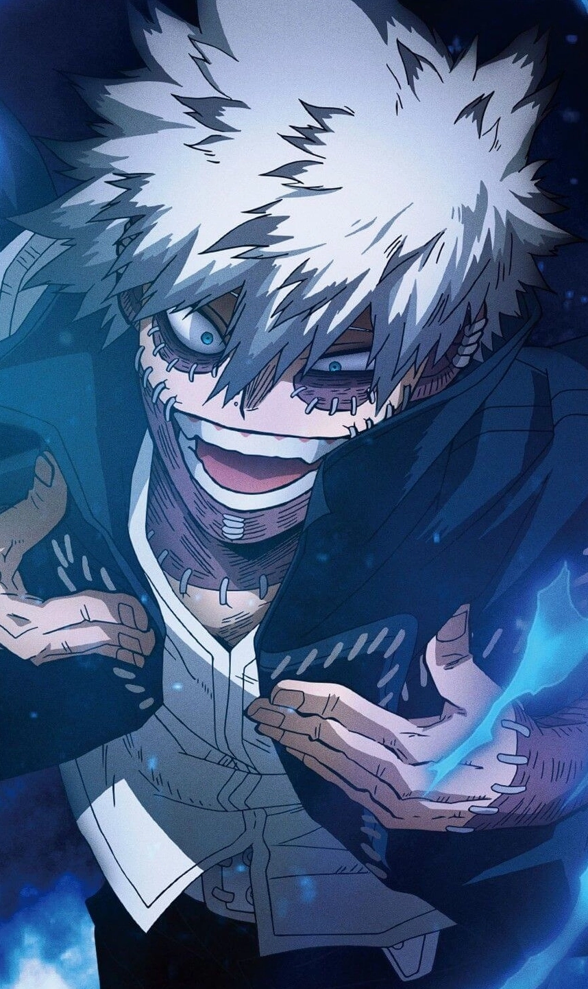 Hình ảnh anime Dabi cận cảnh lột tả rõ những vết sẹo và đôi mắt xanh lạnh lùng sâu thẳm