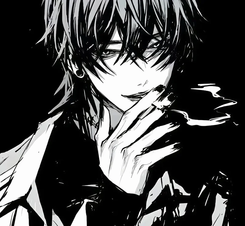 Hình ảnh anime đen trắng nam 11 lãng tử phong trần