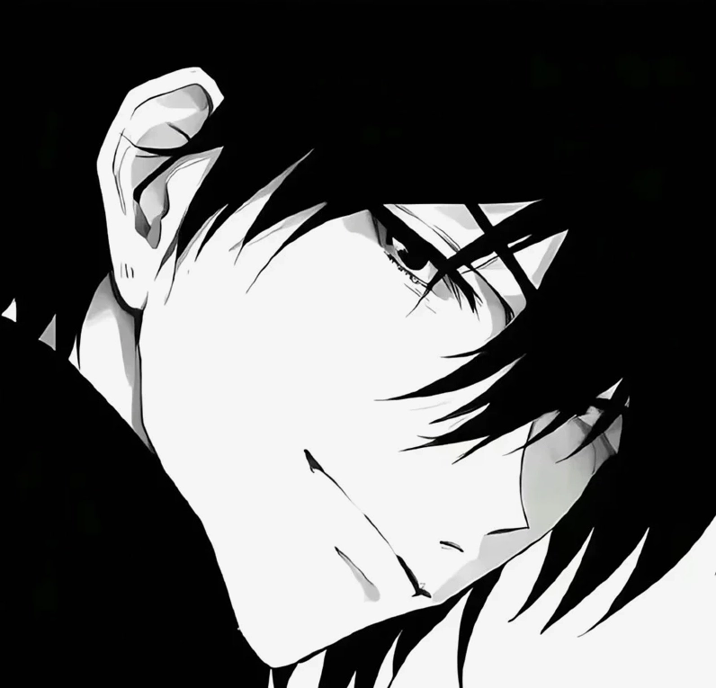 Hình ảnh anime đen trắng nam ánh mắt đượm buồn sắc nét