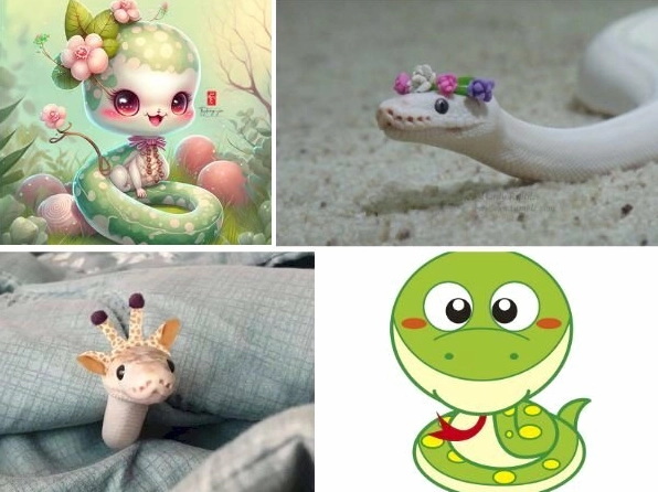 Hình ảnh con rắn nhỏ nhắn với nét vẽ dễ thương ngộ nghĩnh